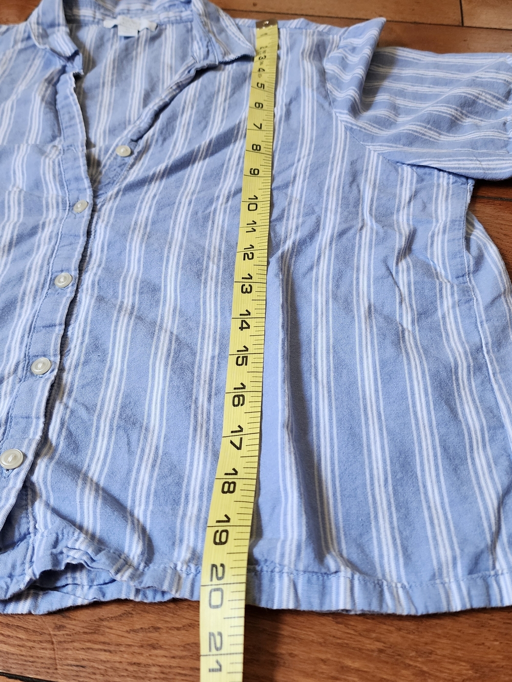 Love By Gap Button-Up Shirt Women M Blue Striped 100% Cotton Casual Relaxed Boxy - Picture 5 of 8